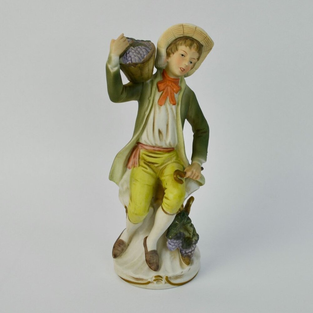 Homco Tuscany Boy with Basket of Grapes Vintage DAMAGED HAND